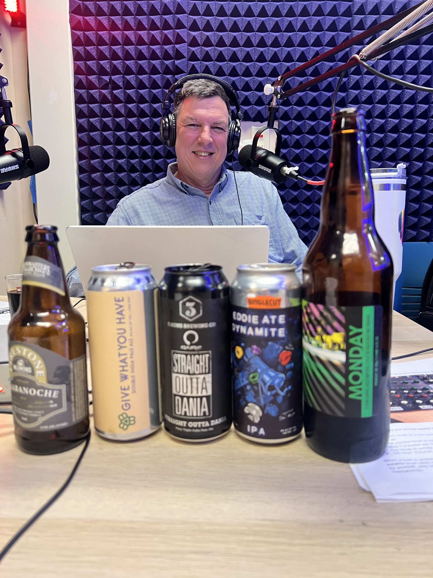 Behind the cans in the DSR studio